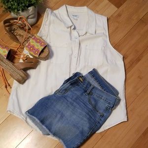 Bleached chambray top